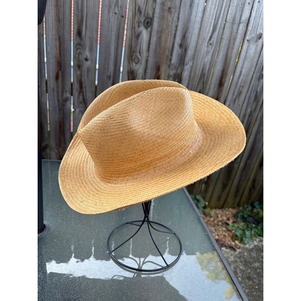 Authentica Genuine Panama Hat 100% Paja Toquilla Straw Fedora Tan Size 60